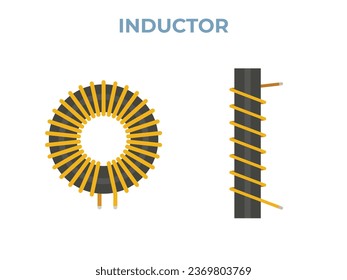 Toroidal Coil Inductor. electrical coil vector illustration