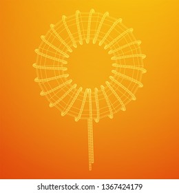 Toroidal Coil Inductor wireframe low poly mesh vector illustration