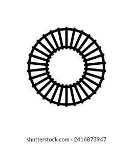 Toroidal Transformer Icon. Simple vector icon of toroidal transformer with winding made in black style on white photo.