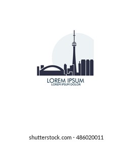 Toronto Canada city logo landscape skyline tower building vector symbol icon