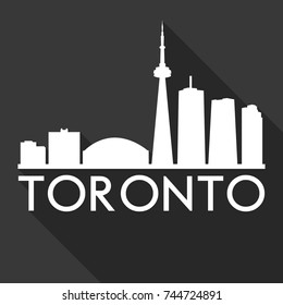 Toronto Canada Flat Icon Skyline Silhouette Design City Vector Art Famous Buildings