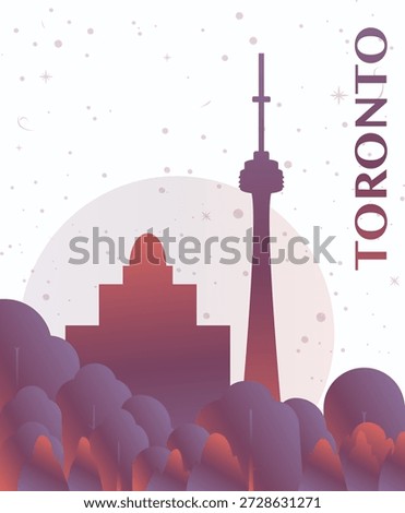 Toronto, Canada gradient futuristic poster. Vector landmark abstract silhouette graphic for brochure, vertical page, booklet, cover