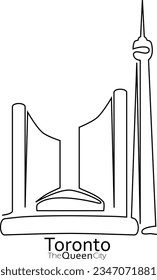 toronto canada graphic vector illustration, continuous line drawing, suitable for supplemental illustration for digital media or printed on wall posters, clothing, and other creative media.