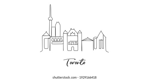 Toronto Canada landmark skyline - continuous one line drawing