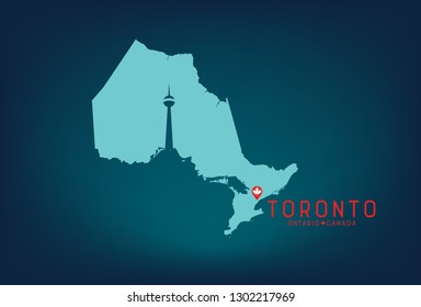 Toronto Canada Logo Concept With Map, Vector EPS 10.