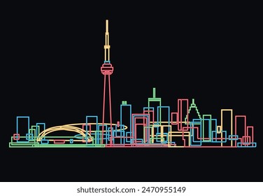 Toronto Canada neon light skyline vector illustration