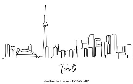 Toronto of Canada Skyline - Continuous one line drawing