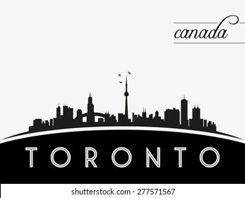 Toronto Canada skyline silhouette, black and white design, vector illustration