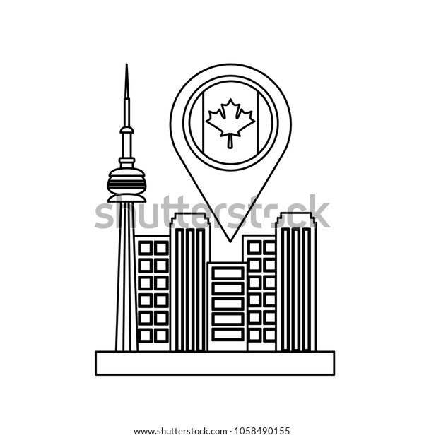 Toronto Canadian City Pointer Map Location Stock Vector Royalty