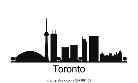 Toronto City Outline Skyline. All Toronto Buildings - Customizable Objects, So You Can Simple Change Skyline Composition. Minimal Design.