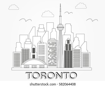 Toronto city skyline. Linear vector illustration.