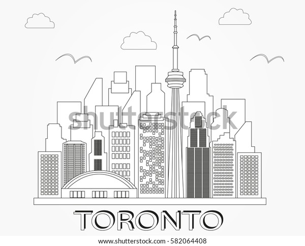 Toronto City Skyline Linear Vector Illustration Stock Vector (Royalty ...