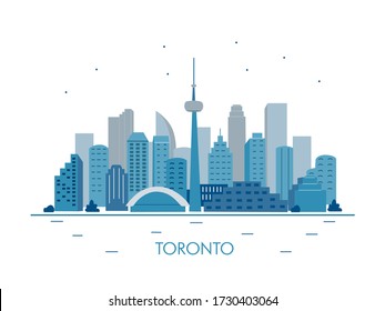 Toronto City Skyline Vector Illustration. Daytime Cityscape In Flat Style.