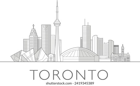 Toronto cityscape line art style vector illustration