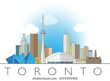 Toronto cityscape line art style vector illustration