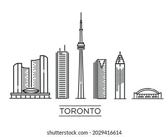 Toronto detailed monuments silhouette. Vector illustration