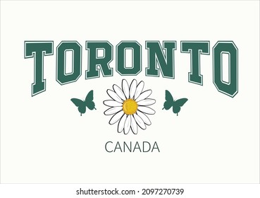 TORONTO with green butterfly and daisy flower