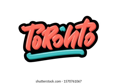 Toronto hand drawn modern brush lettering. Vector illustration logo text for webpage, print and advertising