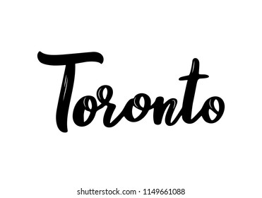 Toronto handwritten calligraphy name of US city. Hand drawn brush calligraphy. Vector Design Template. 