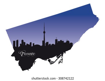 toronto map with silhouette