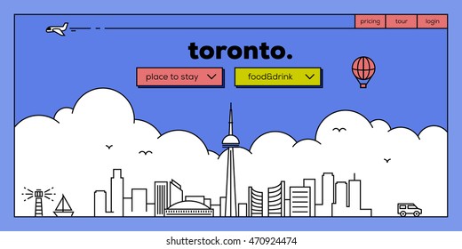Toronto Modern Web Banner Design with Vector Linear Skyline
