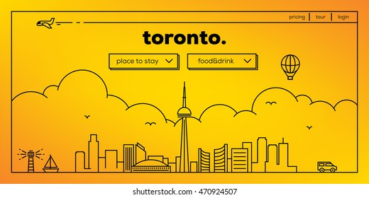 Toronto Modern Web Banner Design with Vector Linear Skyline