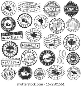 Toronto, ON, Canada Set of Stamp. Vector Art Postal Passport Travel Design. Travel and Business Seals.