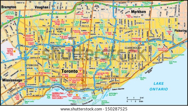 Toronto Ontario Area Map Stock Vector (Royalty Free) 150287525