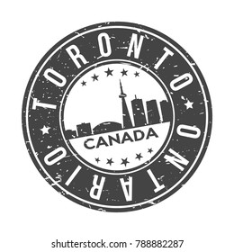 Toronto Ontario Canada America Stamp. Logo Icon Symbol Design Skyline City Vector.