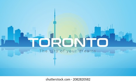 Toronto Ontario Canada city skyline silhouette. Vector illustration