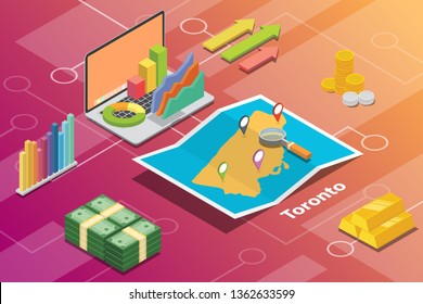 toronto ontario city isometric financial economy condition concept for describe cities growth expand - vector illustration