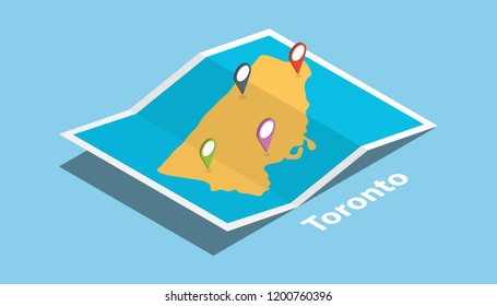 toronto ontario province explore maps with isometric style and pin location tag on top vector illustration