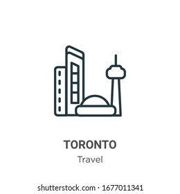 Toronto Outline Vector Icon. Thin Line Black Toronto Icon, Flat Vector Simple Element Illustration From Editable Travel Concept Isolated Stroke On White Background