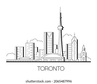 Skyline de Toronto, Canadá. Ilustración vectorial, arte de línea