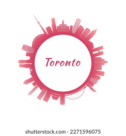 Toronto skyline with colorful buildings. Circular style. Stock vector illustration.