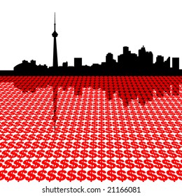 Toronto skyline with dollar symbols illustration