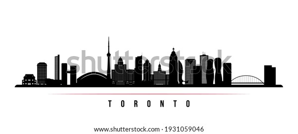 Toronto Skyline Horizontal Banner Black White Stock Vector (Royalty ...