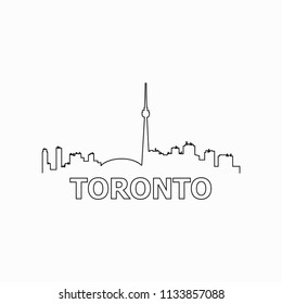 Toronto skyline and landmarks silhouette black vector icon. Toronto panorama. Canada