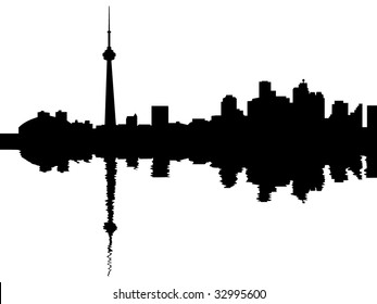 Toronto skyline reflected with ripples illustration