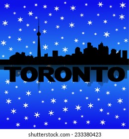 Toronto skyline reflected with snow vector illustration