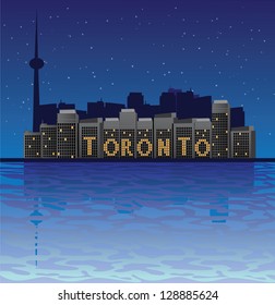 Toronto Skyline Spelled Out in Lights. EPS 8 vector, no open shapes or paths. Grouped for easy editing.