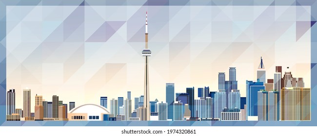 Toronto skyline vector colorful poster on beautiful triangular texture background