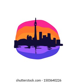 Toronto skyline vector silhouette sunset