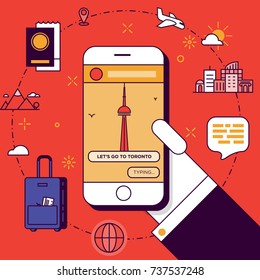 Toronto Trip Plan with Smartphone in Hand