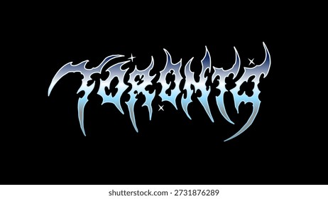 Vector de tipografía de Toronto en Spiky, letras agresivas de estilo metal, ideal para logotipos de bandas, camisetas y pegatinas o carteles