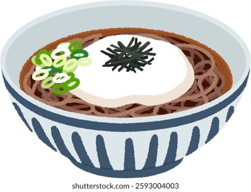 Tororo soba is a perfect combination of the texture of tororo (grated yam) and the smooth texture of soba.
