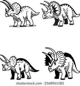 Torosaurus bundle line art and illustrator eps