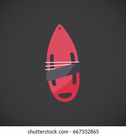 Torpedo buoy vector flat icon, Flat design of water and beach safety and lifeguard profession object isolated on the dark background, vector illustration
