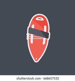 Torpedo buoy vector flat icon, Flat design of swimming safety and lifeguard sticker isolated on the dark background, vector illustration