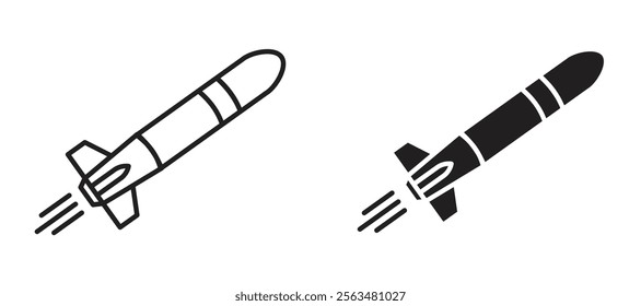 Torpedo icons in outline and fill. vector illustration for ui.
